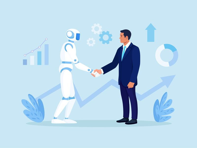 Researcher working alongside an AI system on a design task